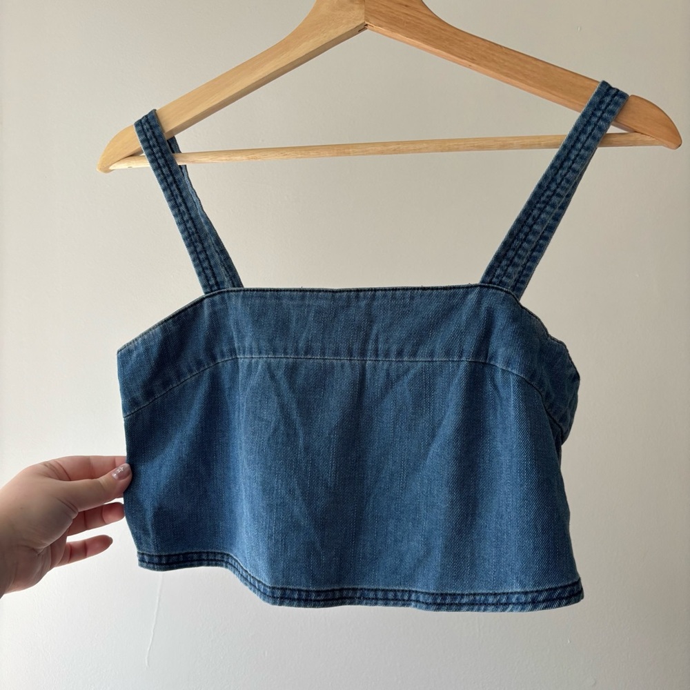 Wilfred Blue Denim Crop Tank